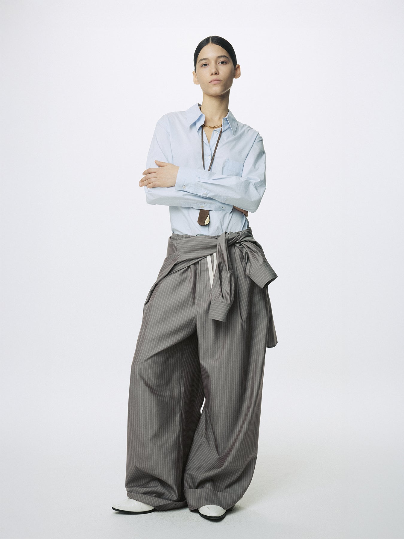 (W) COTTON HIGH-DENSITY SHIRT_ SKY BLUE