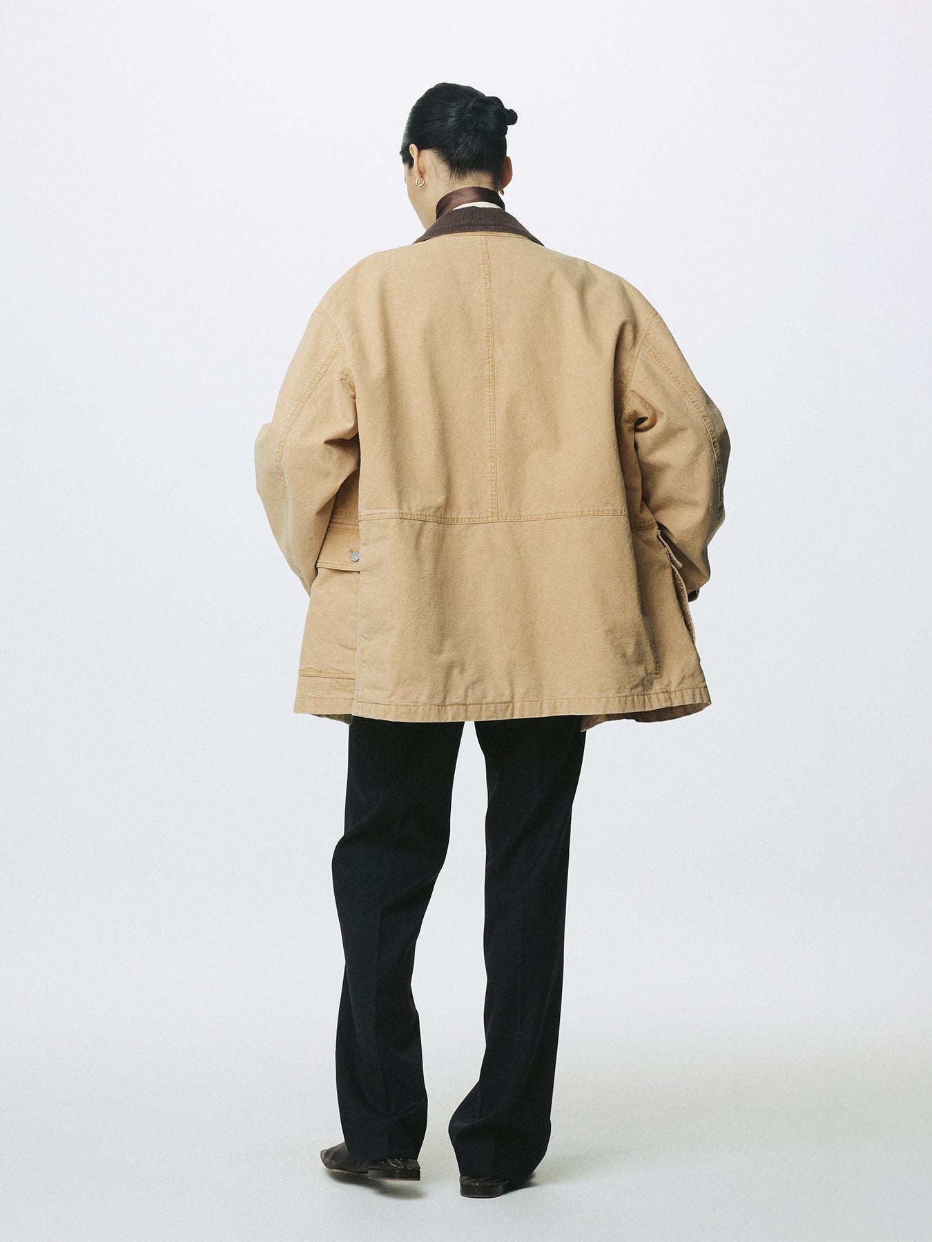 (W) GARMENT WASHED BARN JACKET_ FADED BEIGE