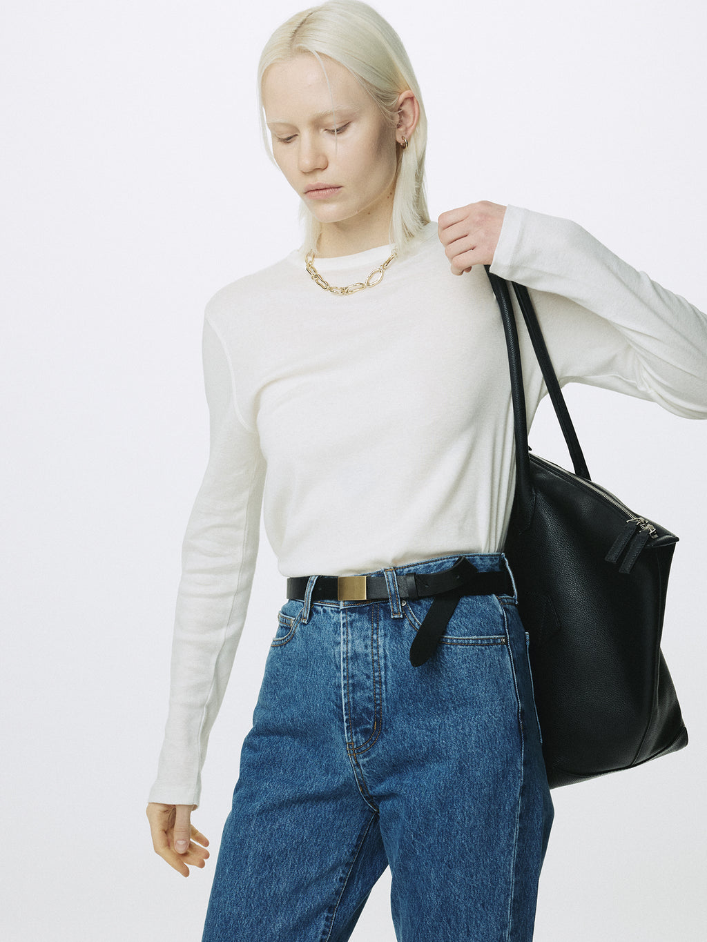 (W) COTTON CASHMERE ESSENTIAL TOP_ IVORY