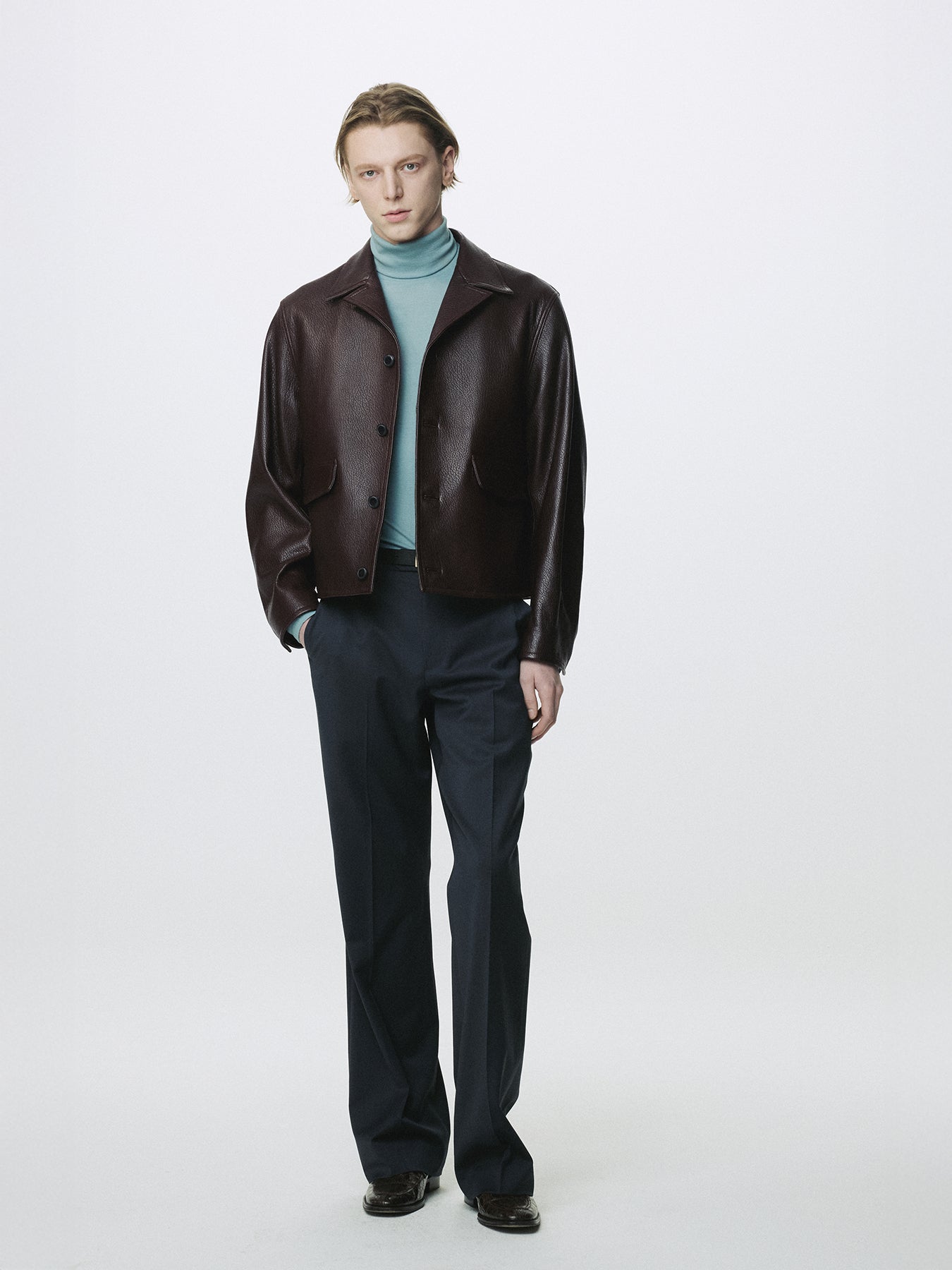 VINTAGE LAMB LEATHER BLOUSON_ BRICK BROWN