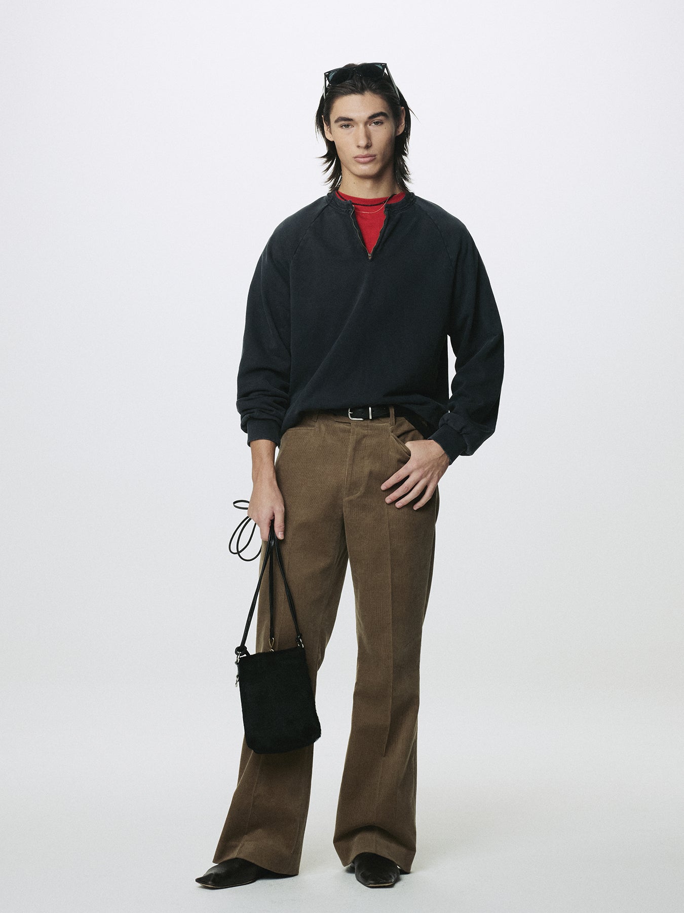BRUSHED SILVER BUCKLE BELT_ BLACK