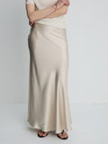 (W) SLIP MAXI SKIRT_ BEIGE