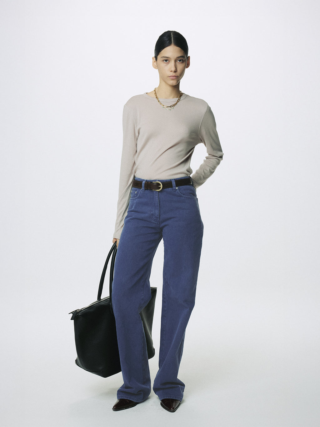 (W) COTTON CASHMERE ESSENTIAL TOP_ ARCTIC GREY