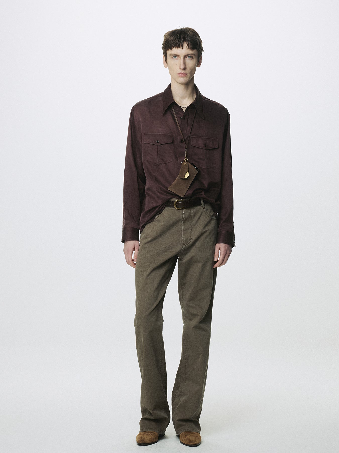 SILK COTTON DOUBLE POCKET SHIRT_ VINTAGE MAROON