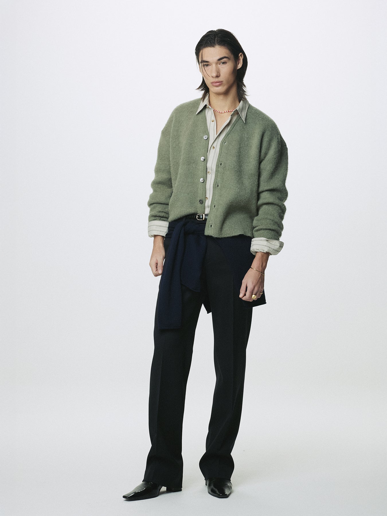 BRUSHED ALPACA-BLEND CARDIGAN_ SAGE GREEN