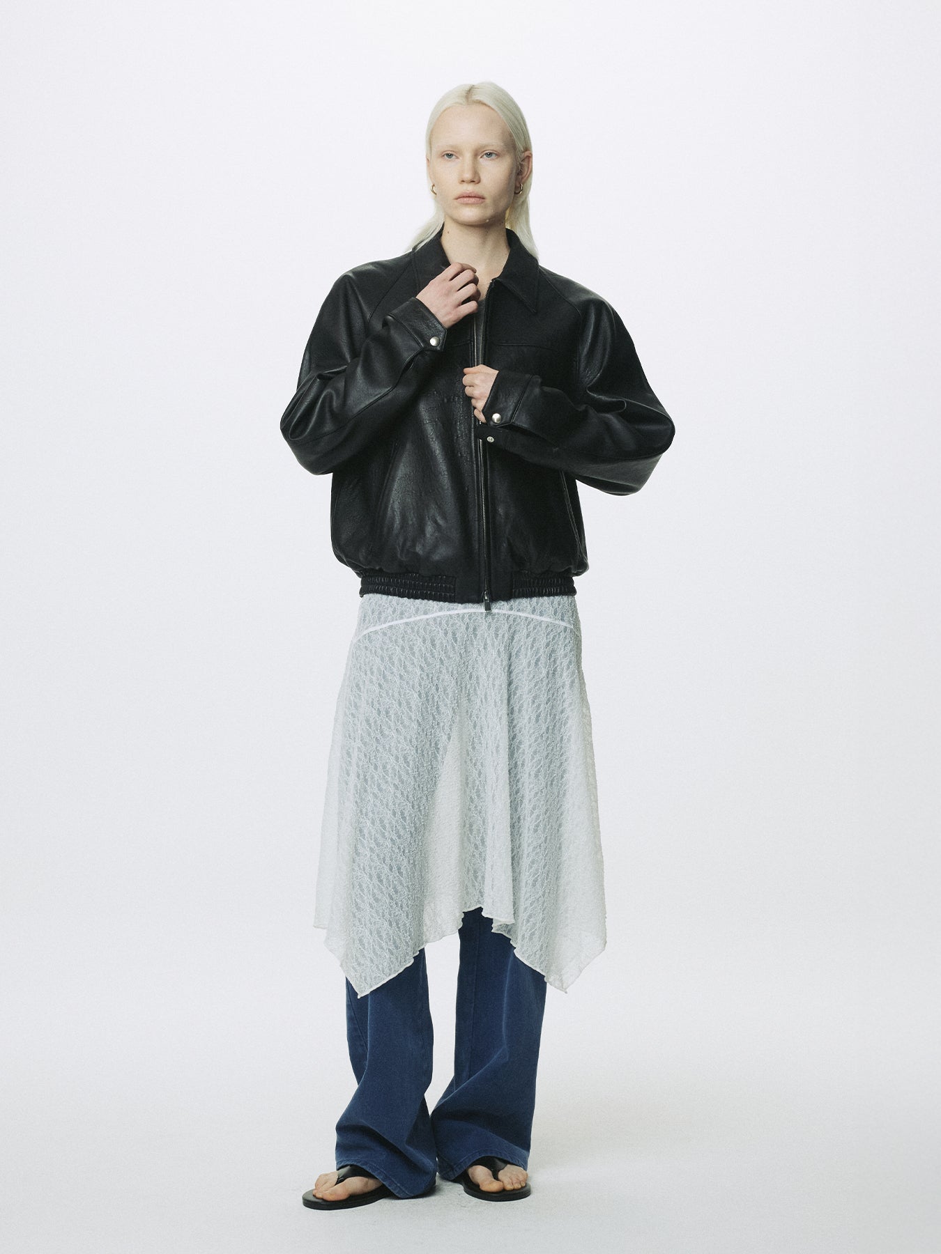 (W) VINTAGE LAMB LEATHER BOMBER JACKET_ BLACK