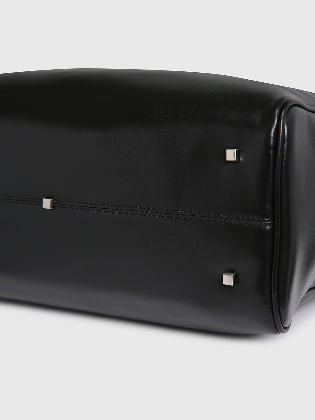 SOFT LEATHER SQUARE VALISE BAG_ BLACK
