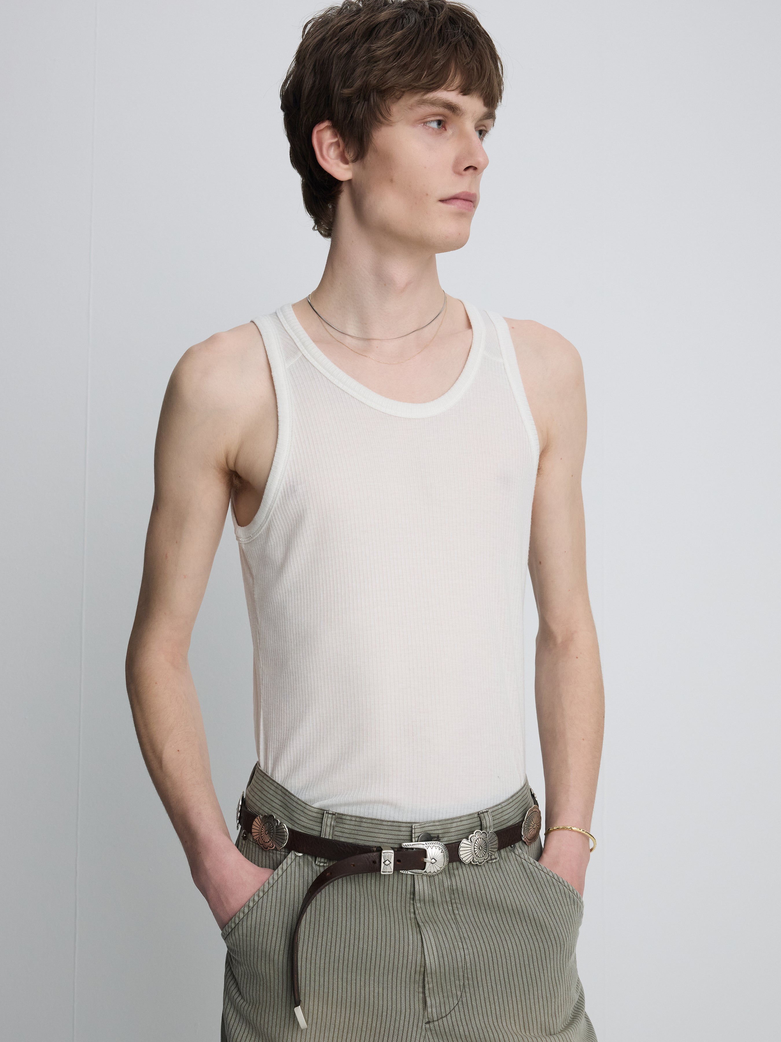 SILK LYOCELL RIB TANK TOP (JAPANESE FABRIC) _ WHITE