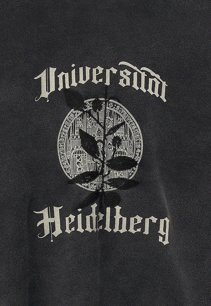 Embroidery Overlap College Sweatshirt_ Faded Black