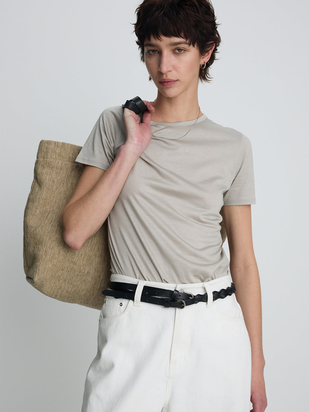 (W) TENCEL SHORT SLEEVE T-SHIRT_ LIGHT GREY