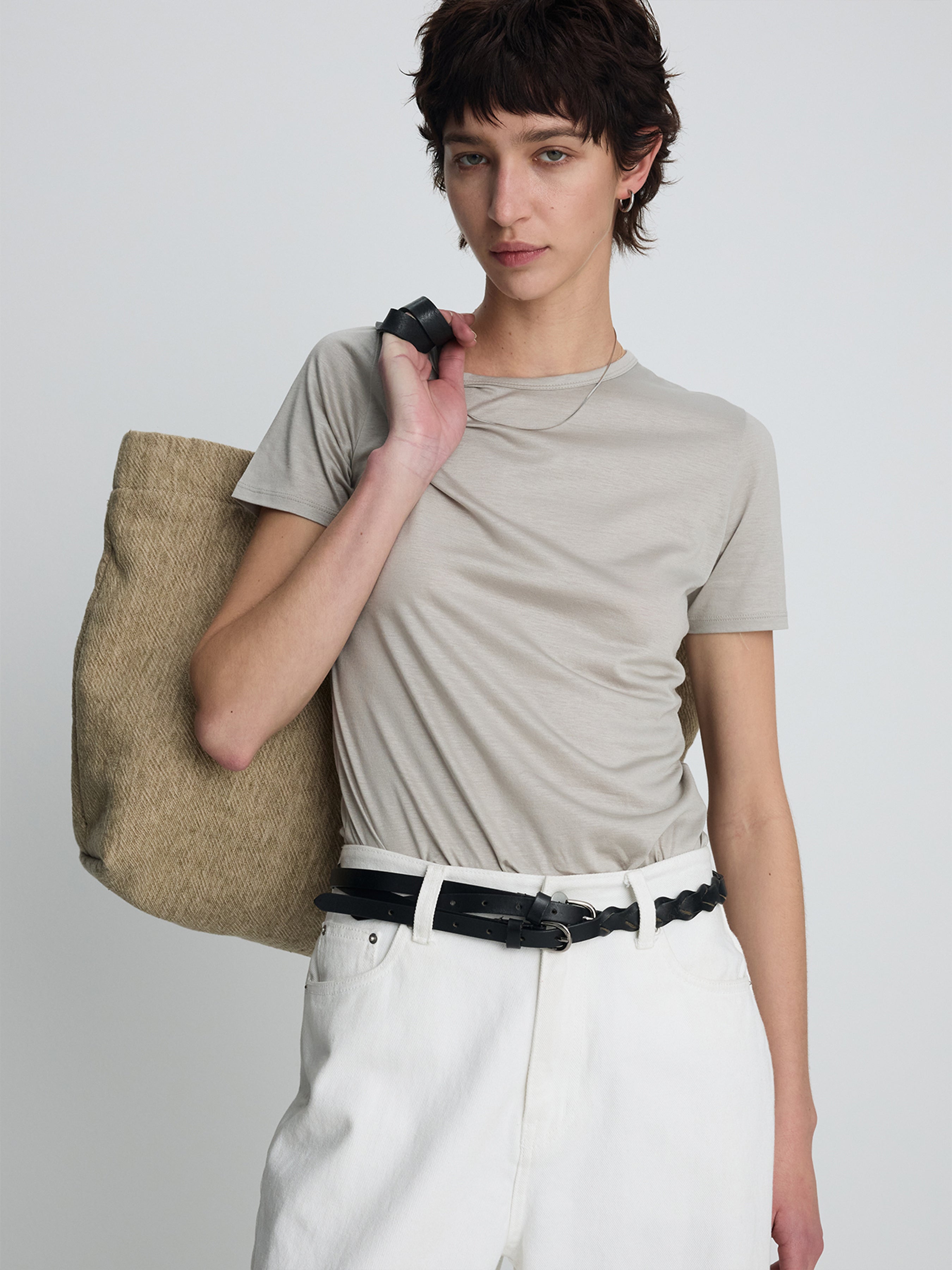 (W) TENCEL SHORT SLEEVE T-SHIRT_ LIGHT GREY