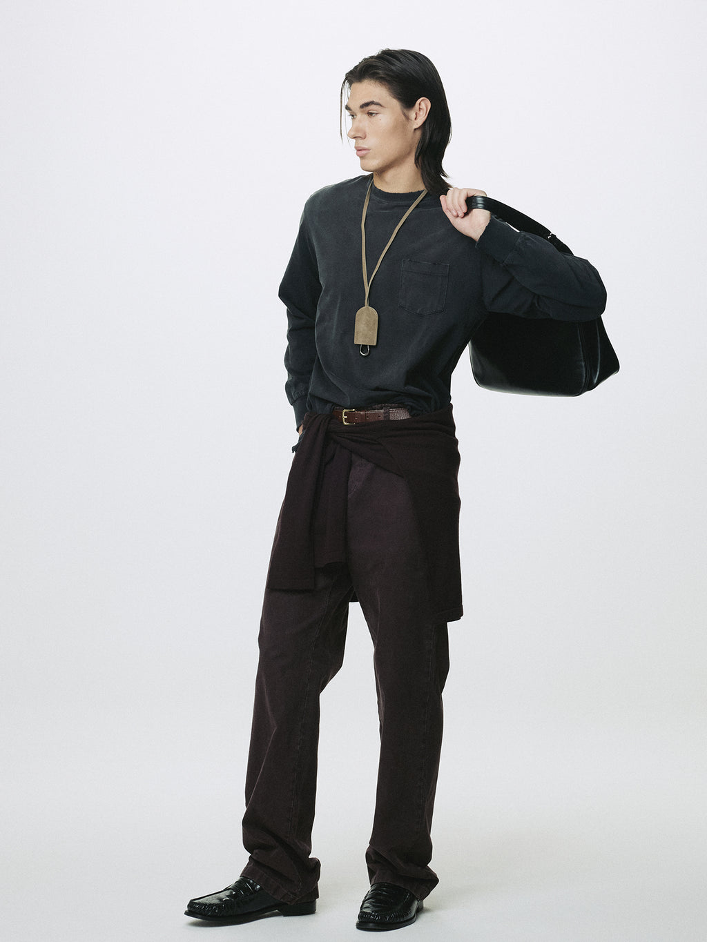 GARMENT DYED LONG SLEEVE CREW_ FADED BLACK