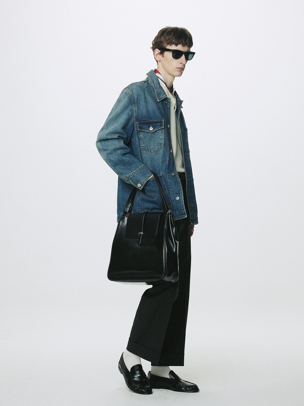 GARMENT WASHED DENIM CHORE JACKET_ WASHED BLUE