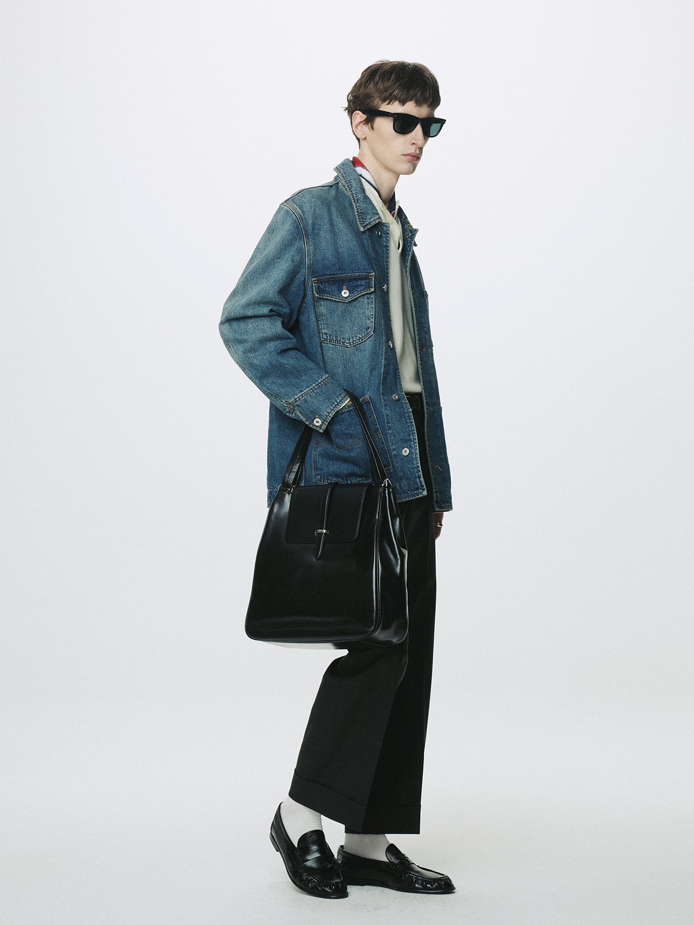 GARMENT WASHED DENIM CHORE JACKET_ WASHED BLUE