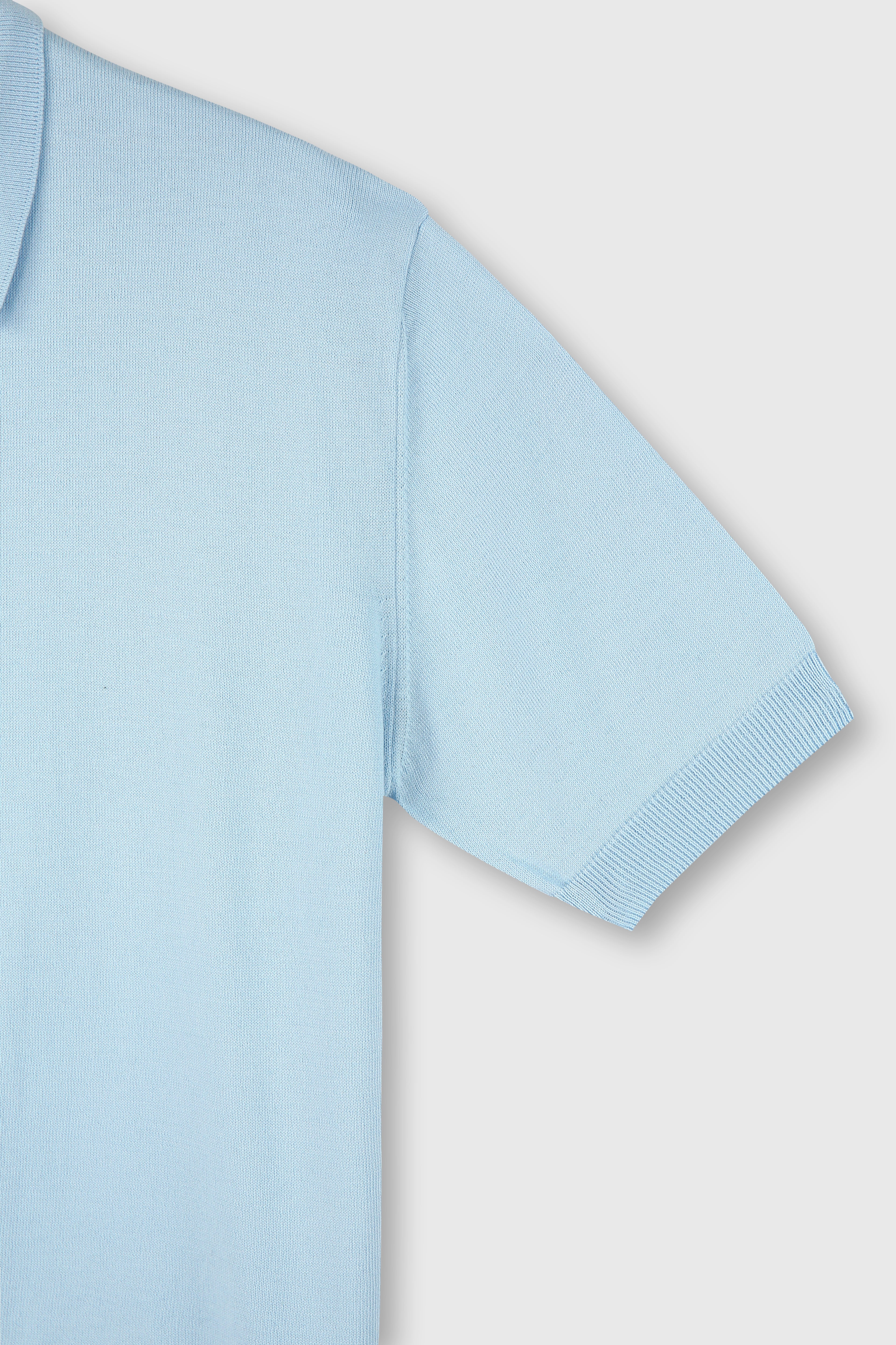 High Gauge Silk Cotton Polo Knit_ Baby Blue