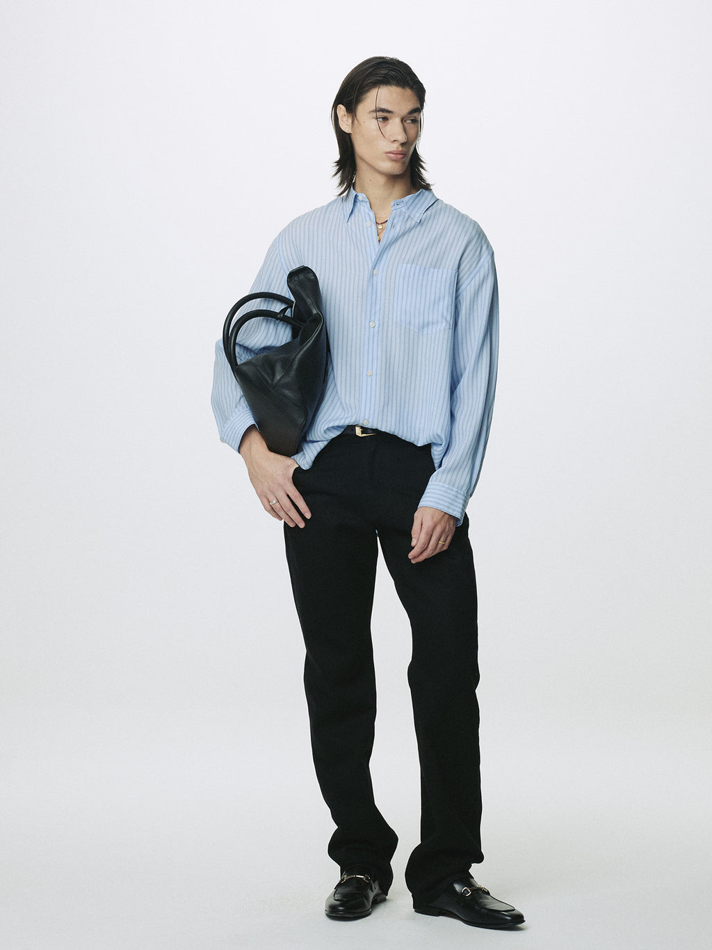 STRIPED LYOCELL SHIRT (JAPANESE FABRIC)_ SKYBLUE STRIPE