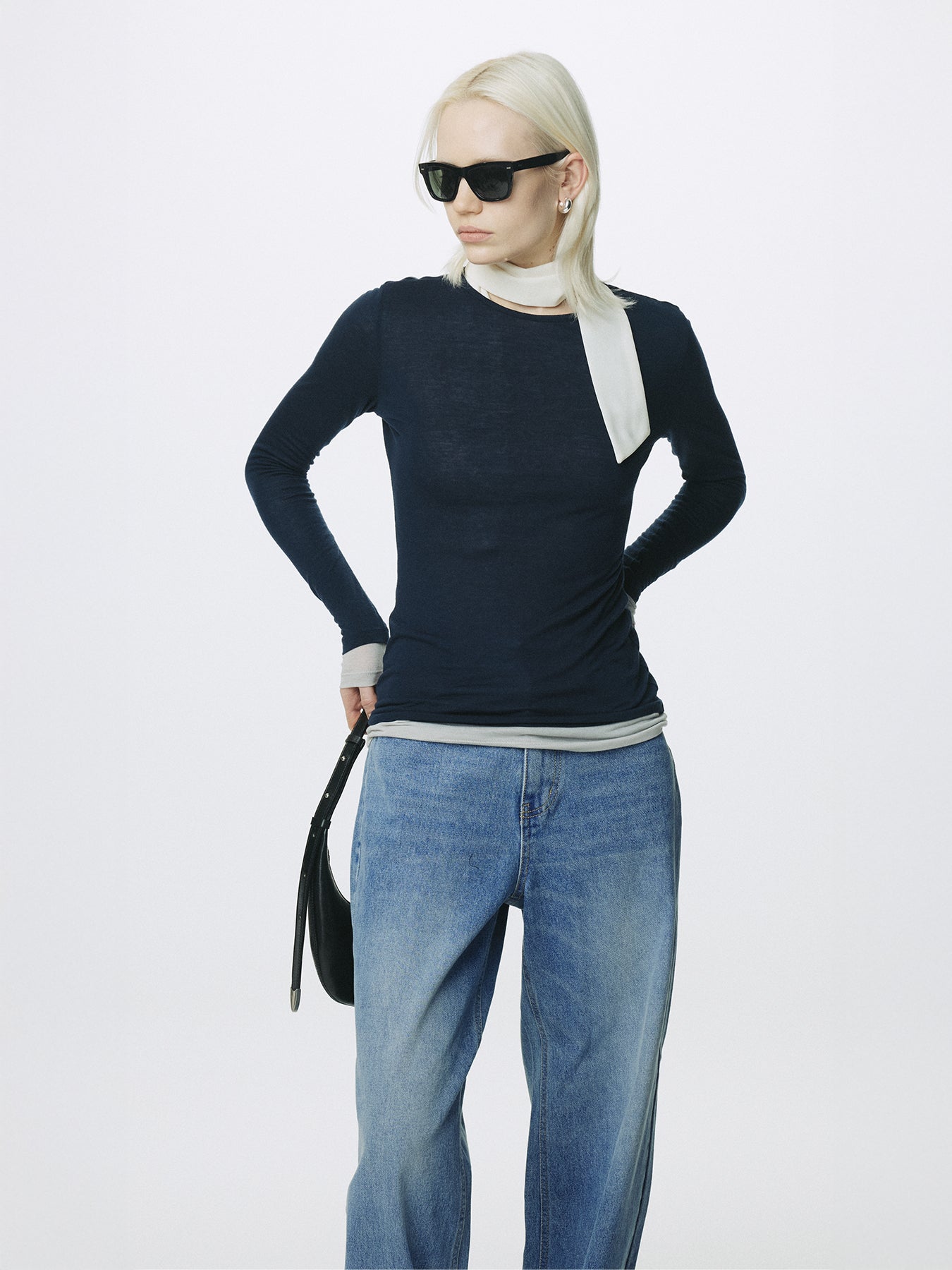(W) WIDE-LEG BAGGY DENIM JEANS _ WASHED BLUE