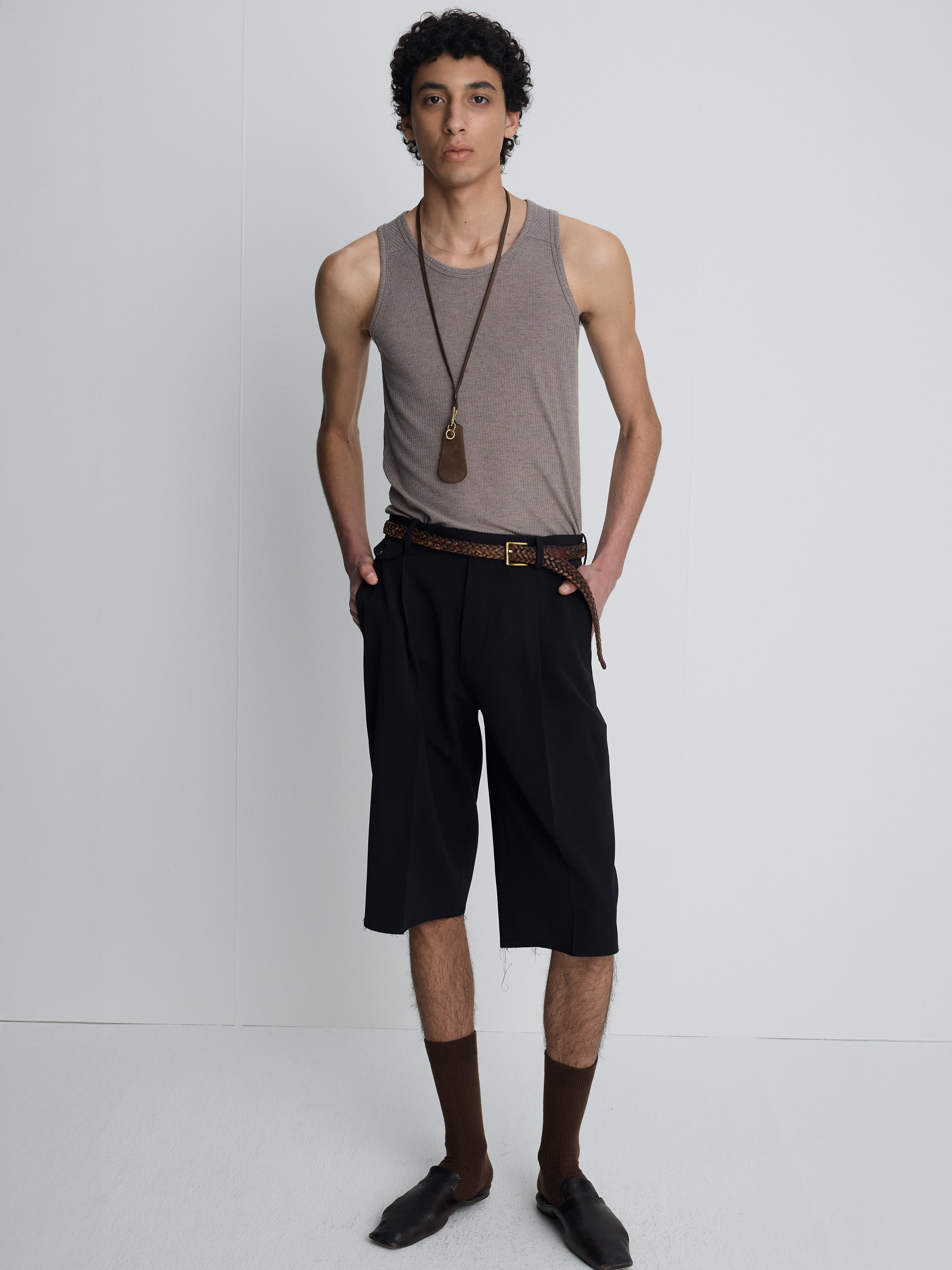 SILK LYOCELL RIB TANK TOP (JAPANESE FABRIC)_ TAUPE