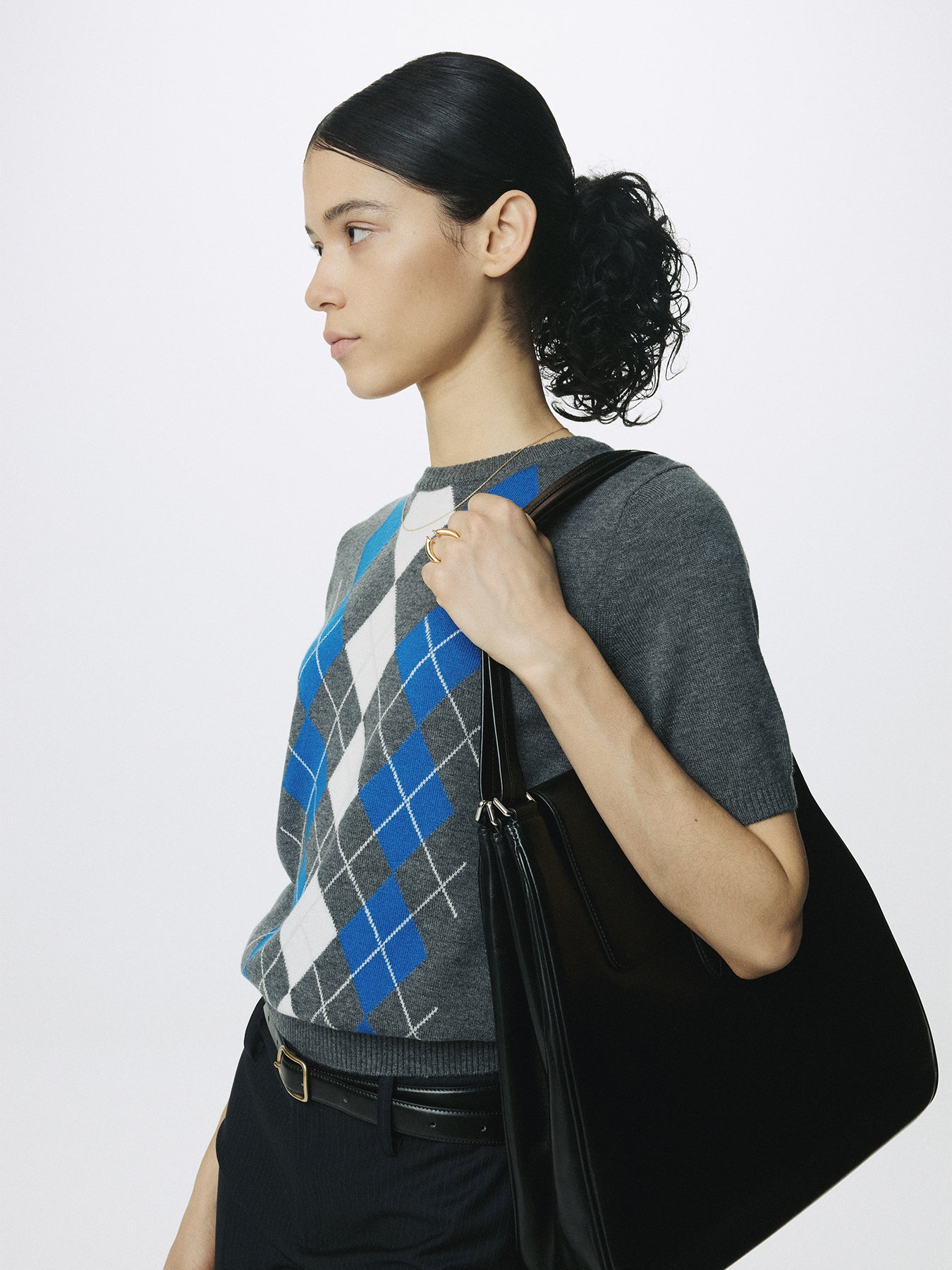 (W) SUPERFINE WOOL ARGYLE CREW NECK SWEATER_ GREY COBALT
