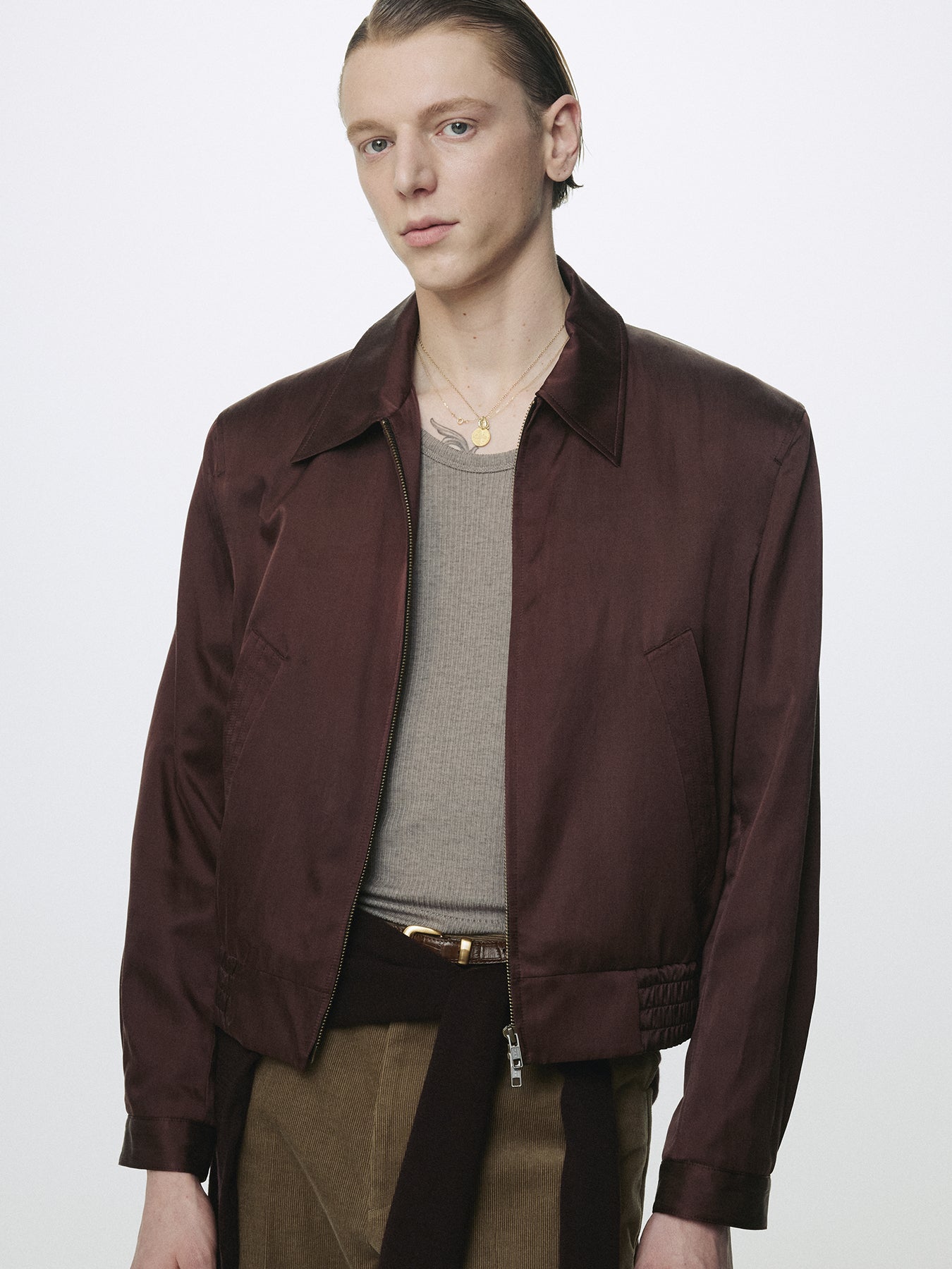 SILK COTTON SWING JACKET_ VINTAGE MAROON