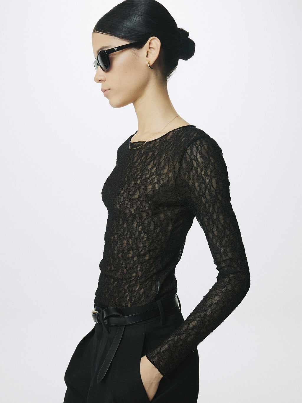 (W) LACE LONG SLEEVE TOP_ BLACK