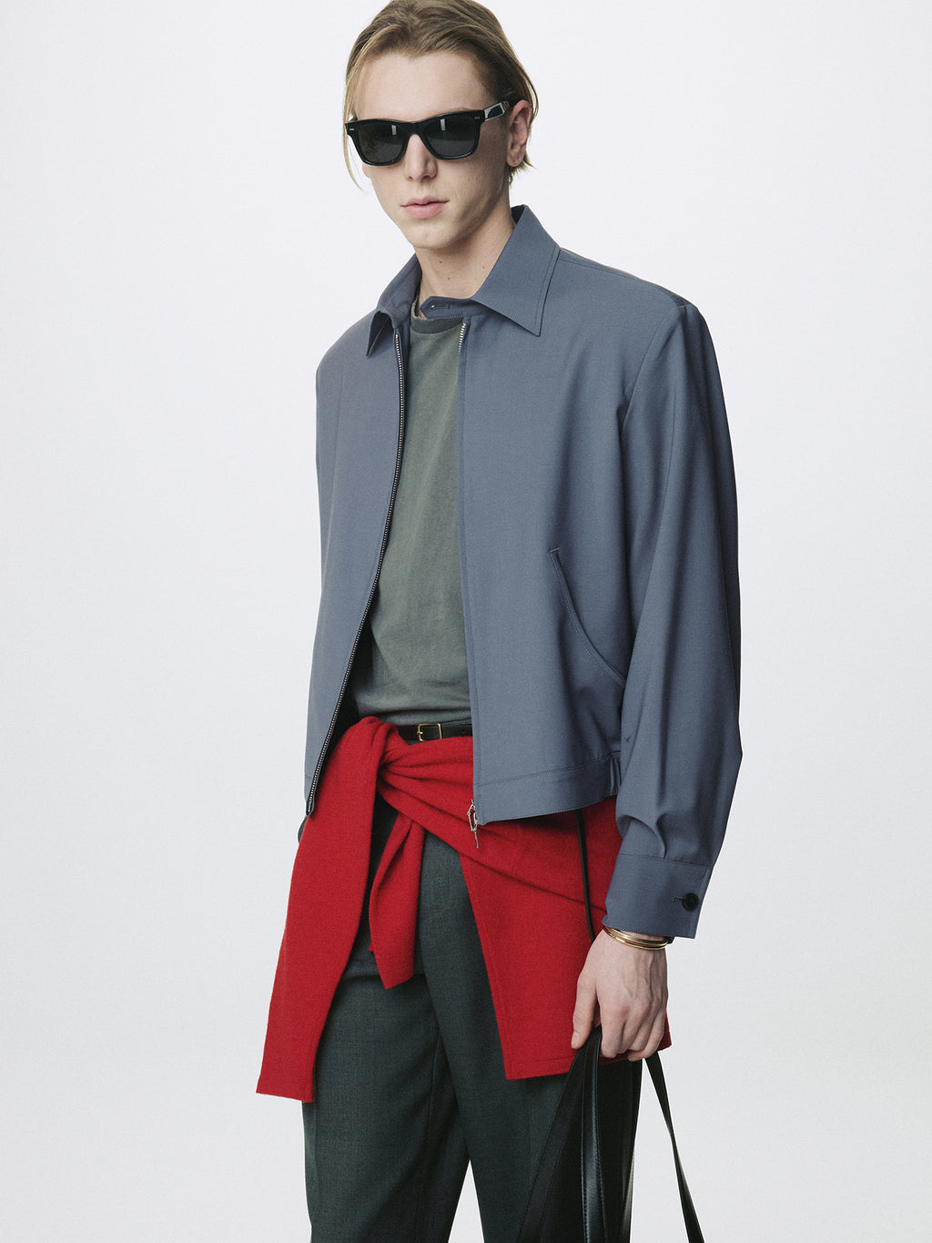 TROPICAL WOOL BLOUSON JACKET_ SLATE GREY