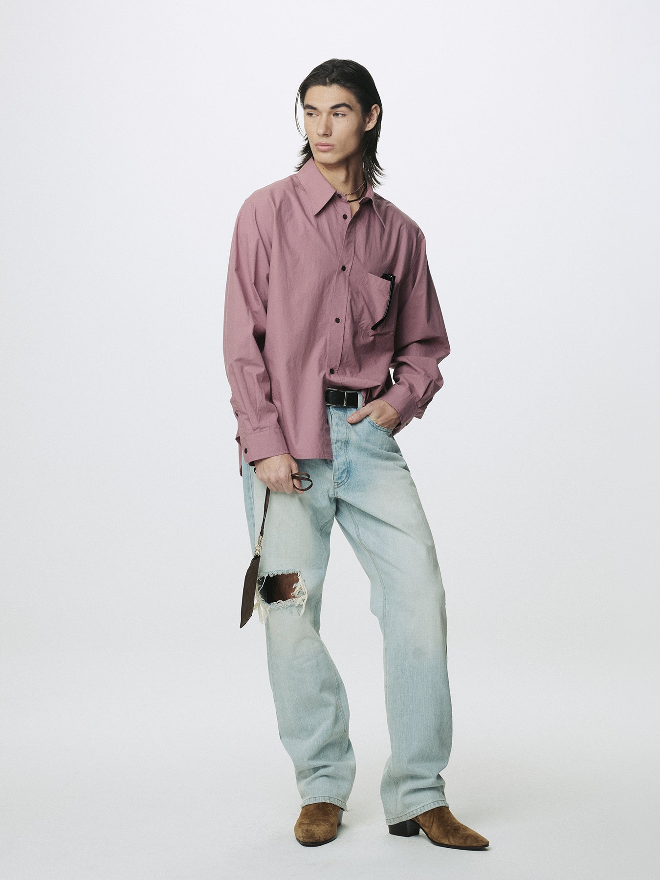 WASHED COTTON SHIRT_ DUSTY PINK