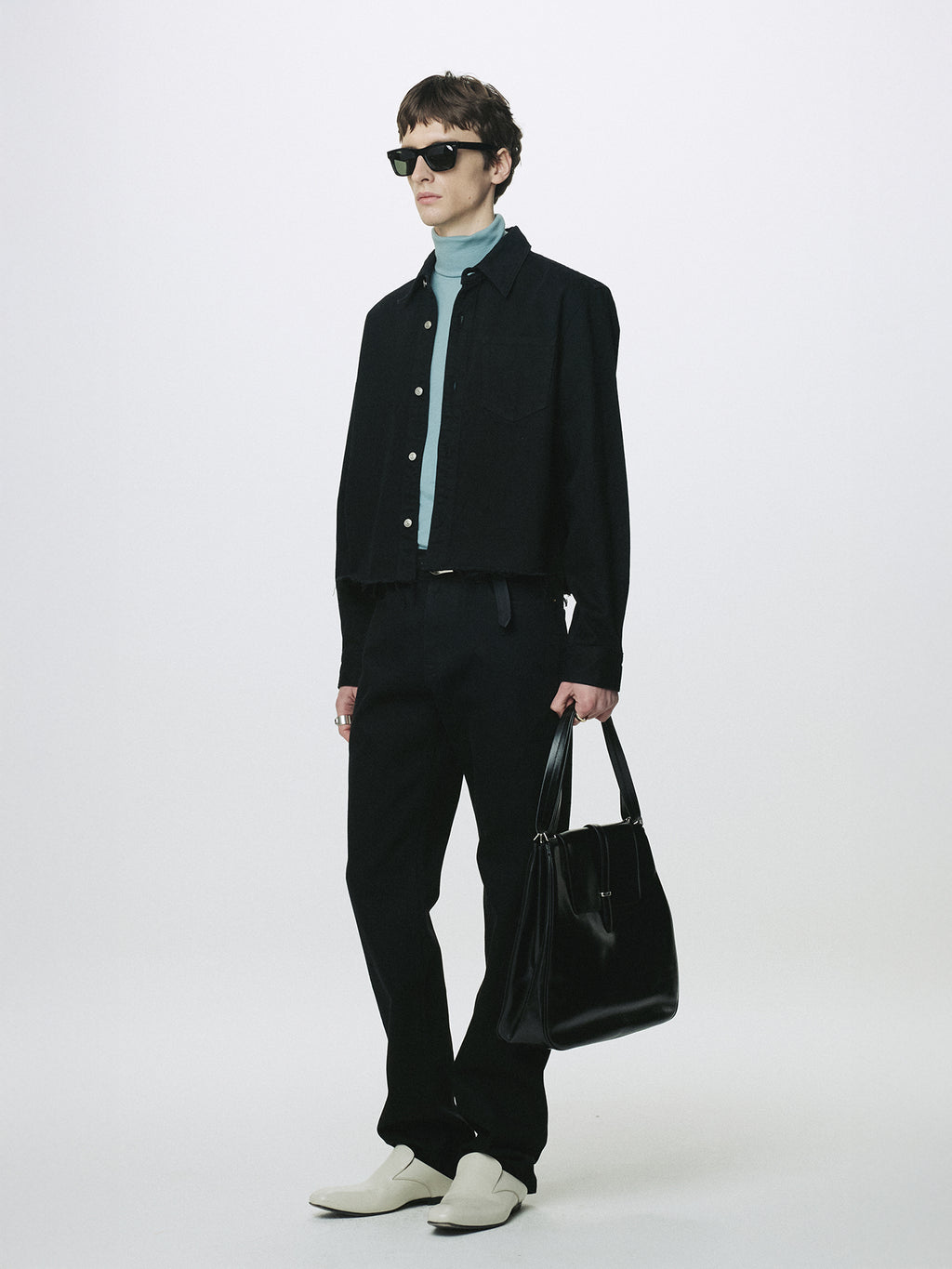 SLIM STRAIGHT DENIM JEANS_ BLACK