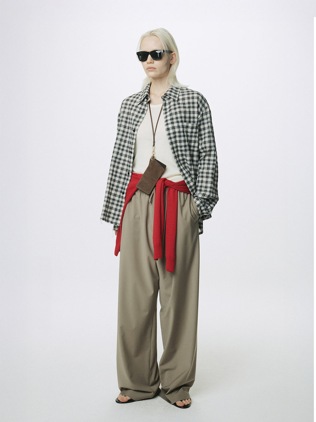 (W) RAW-CUT COTTON CHECK SHIRT_ BLACK CHECK