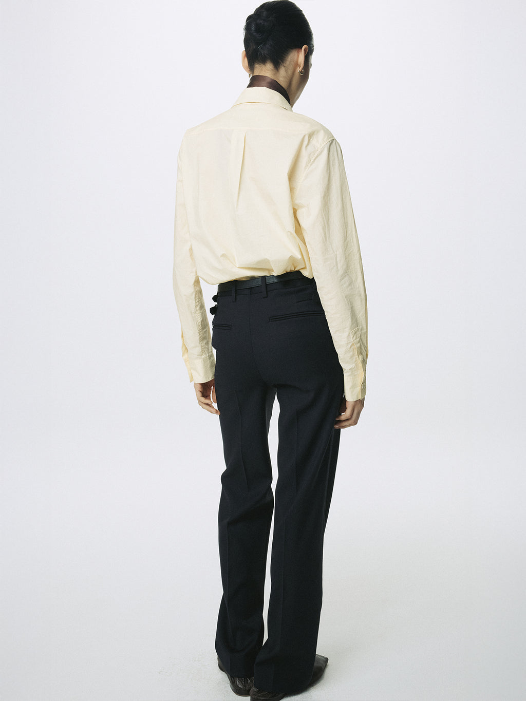 (W) COTTON HIGH-DENSITY SHIRT_ PALE YELLOW