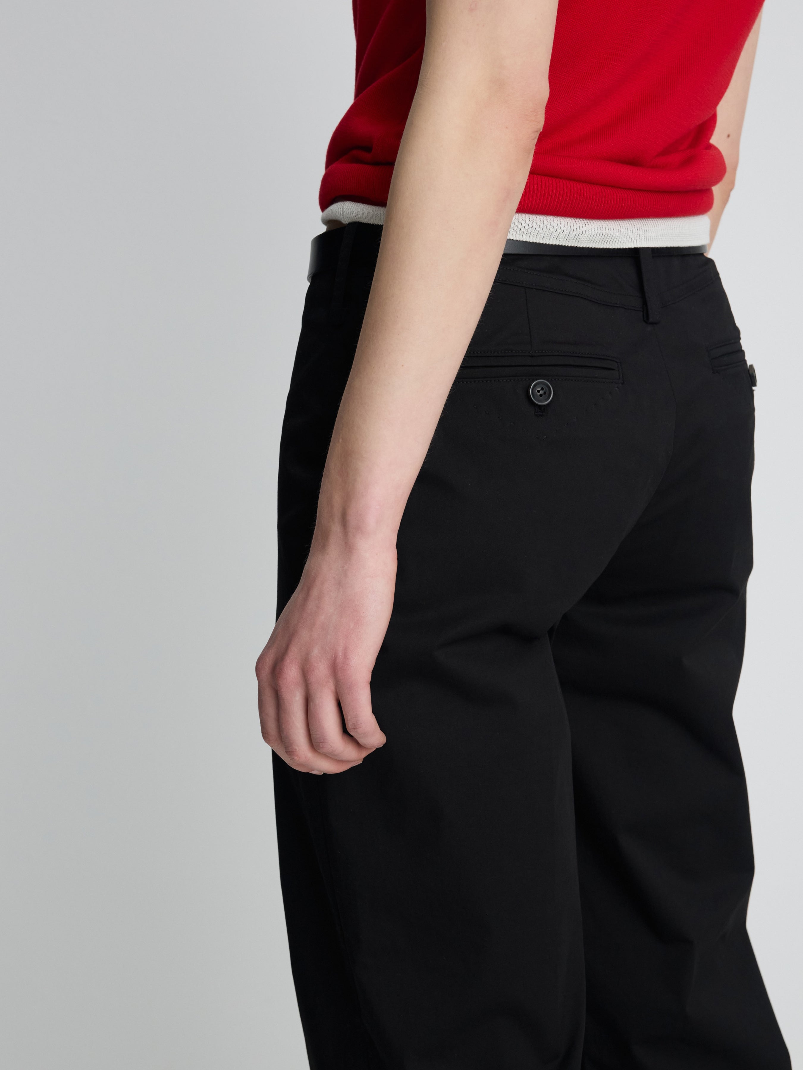 (W) COTTON STRAIGHT TROUSERS_ BLACK