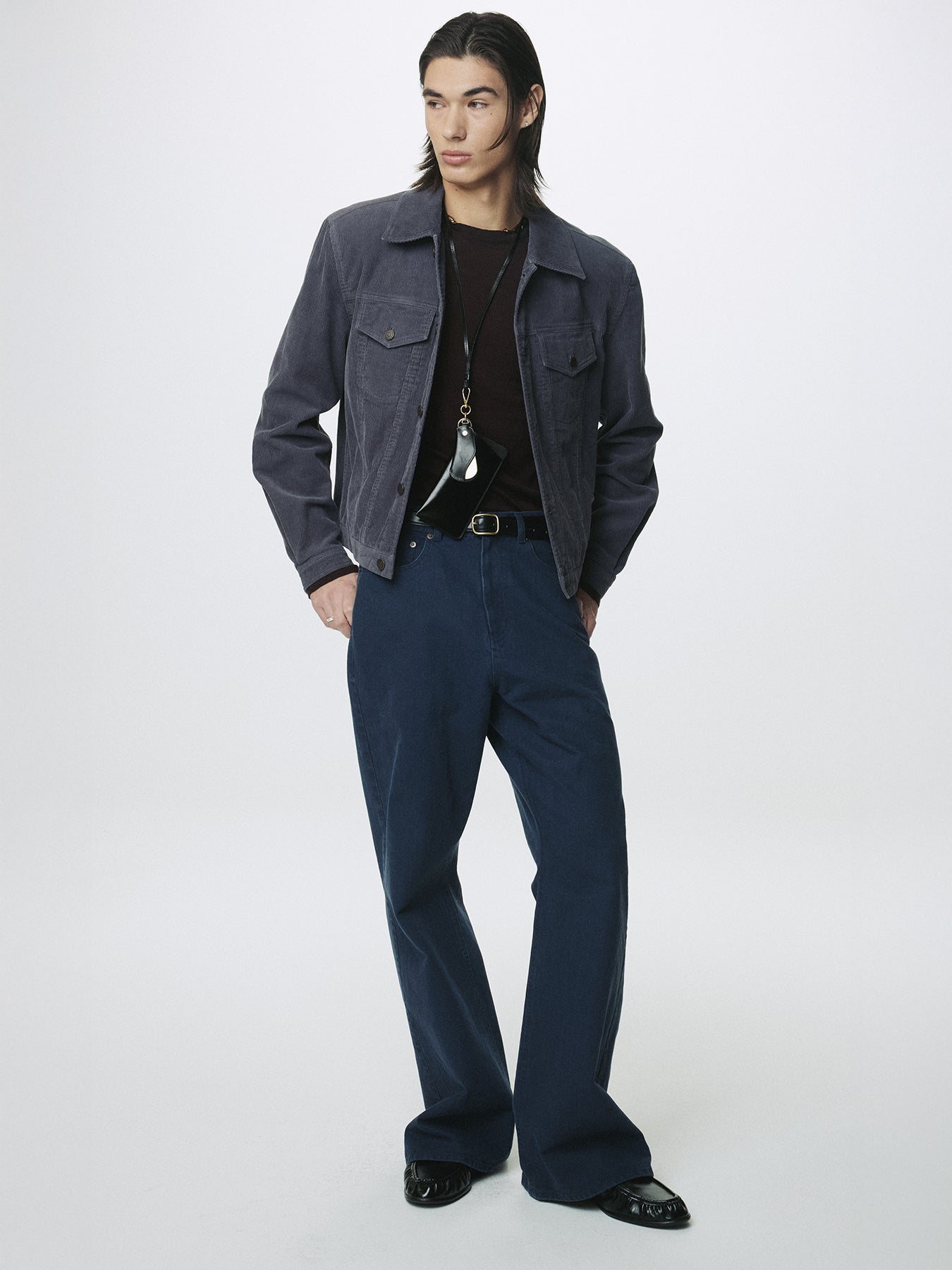 WASHED CORDUROY TYPE-3 TRUCKER_ PURPLE NAVY