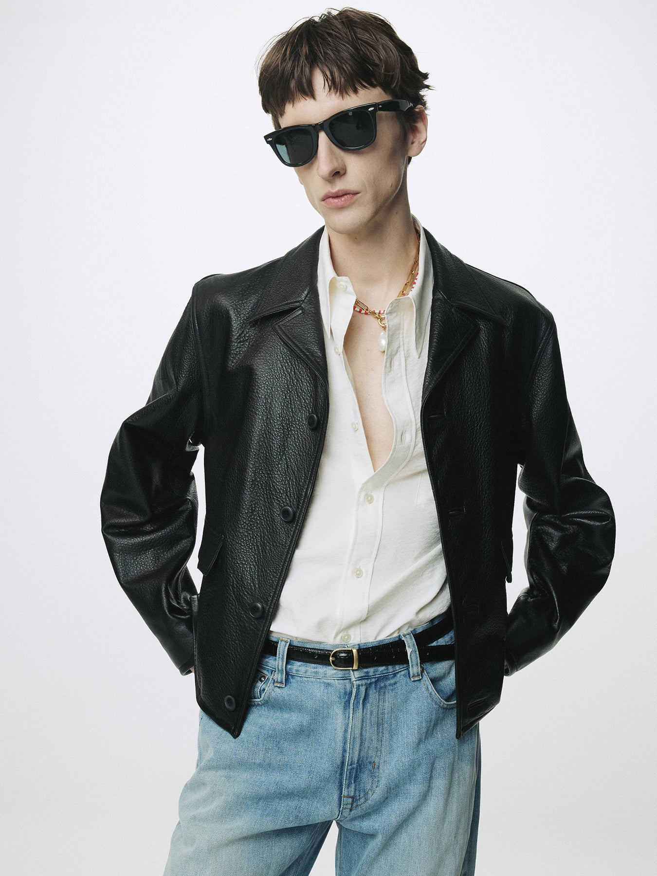 VINTAGE LAMB LEATHER BLOUSON_ BLACK