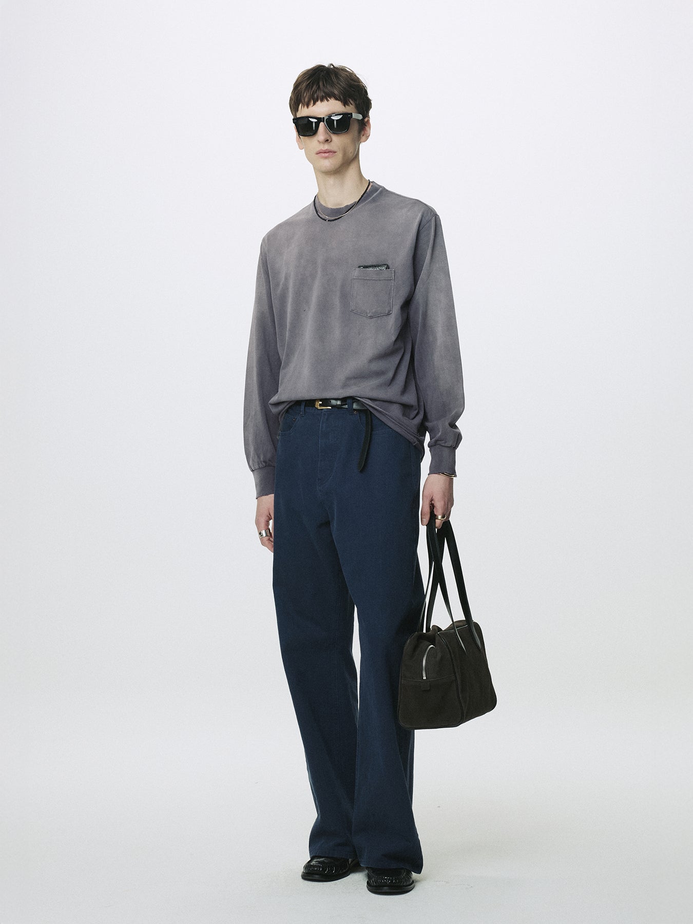 GARMENT DYED LONG SLEEVE CREW_ SMOKE GREY