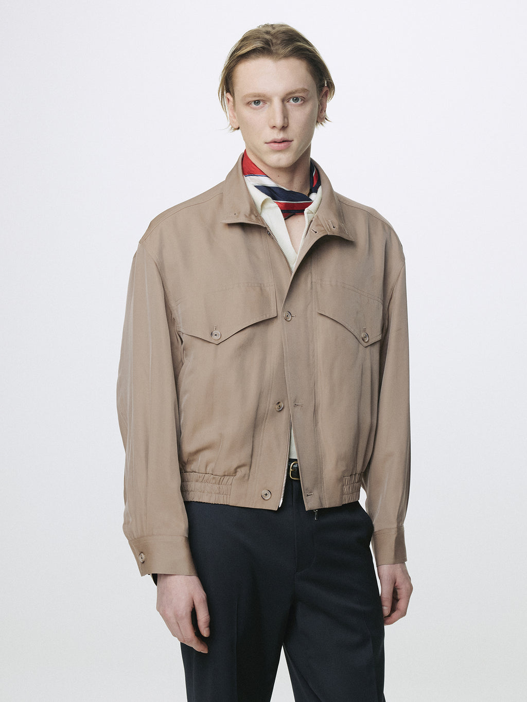 OVERSIZED STAND COLLAR BLOUSON_ SAND