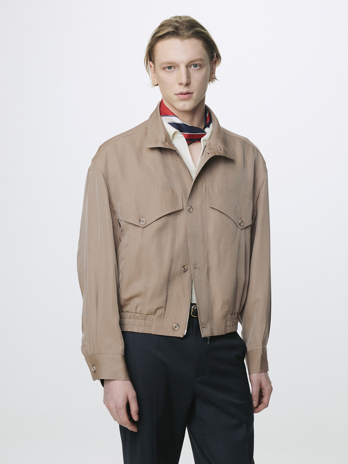 OVERSIZED STAND COLLAR BLOUSON_ SAND