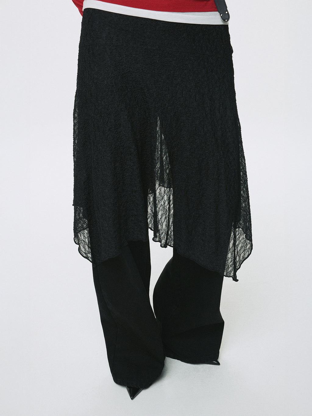 (W) LACE DRAPED SKIRT_ BLACK