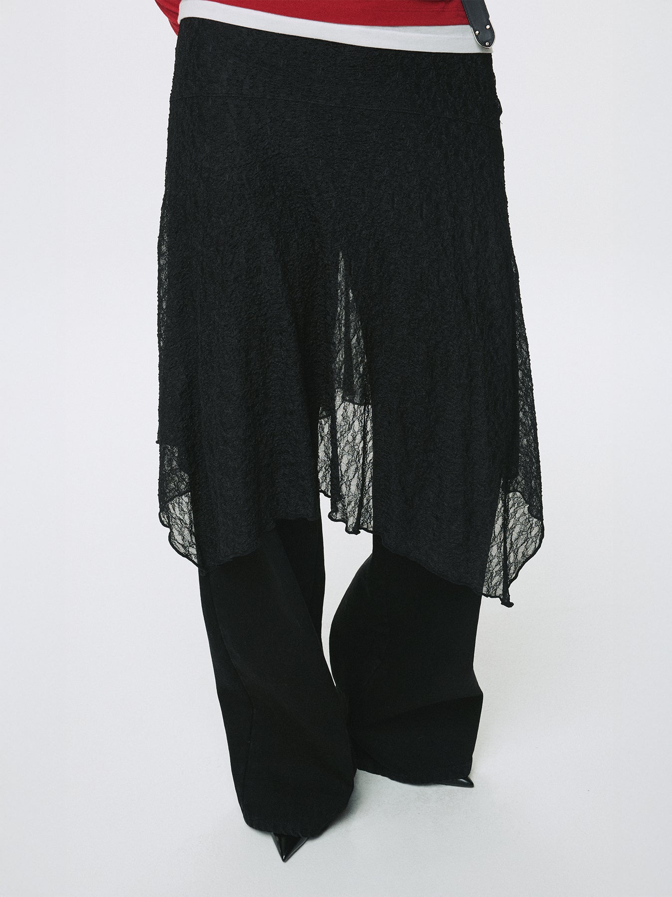 (W) LACE DRAPED SKIRT_ BLACK