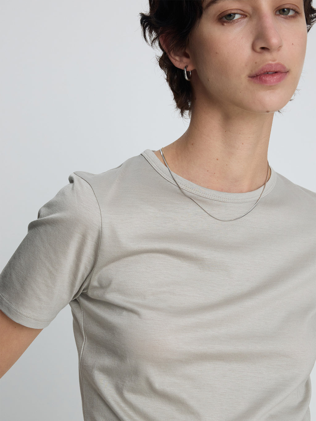 (W) TENCEL SHORT SLEEVE T-SHIRT_ LIGHT GREY