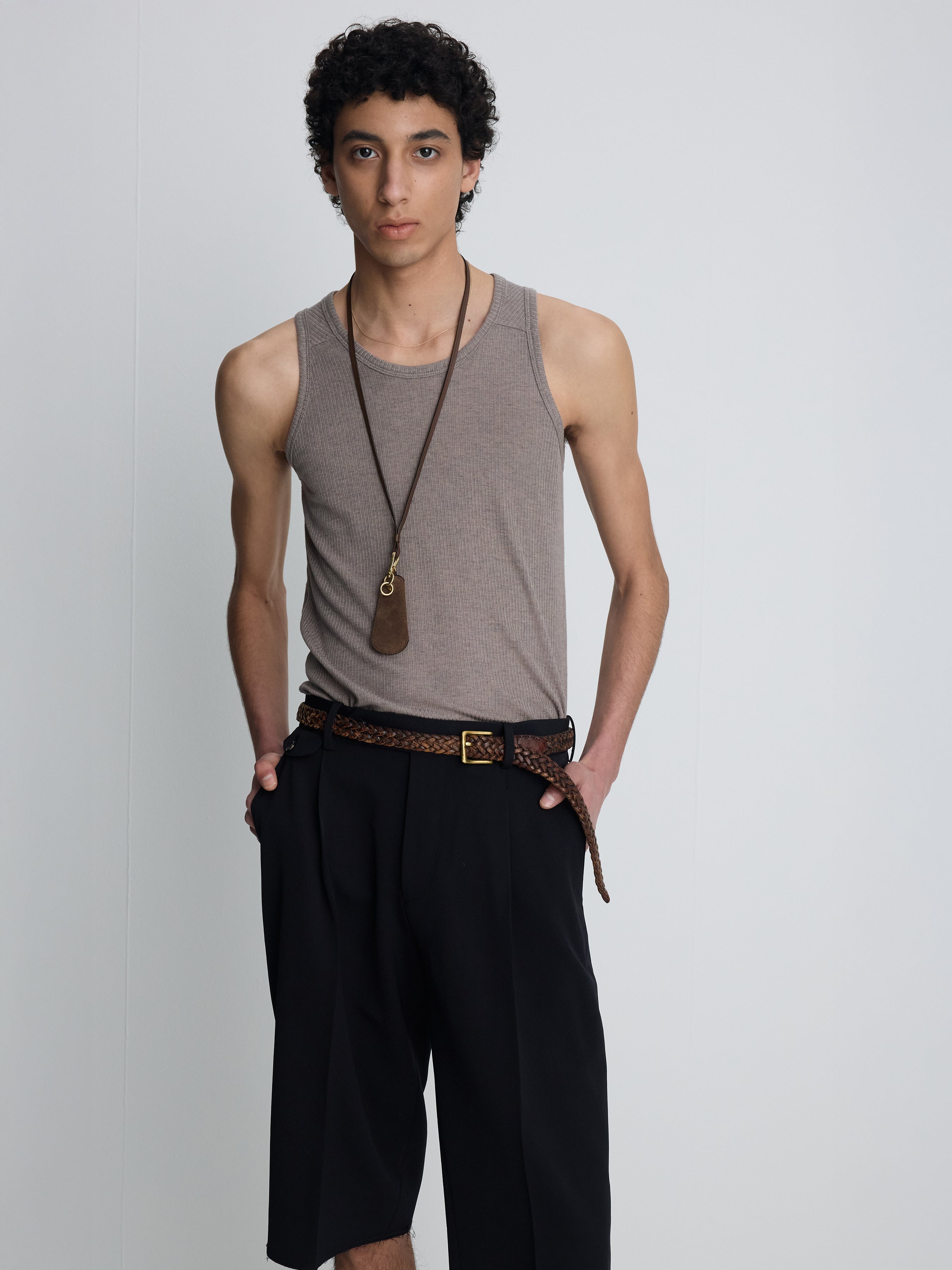 SILK LYOCELL RIB TANK TOP (JAPANESE FABRIC)_ TAUPE