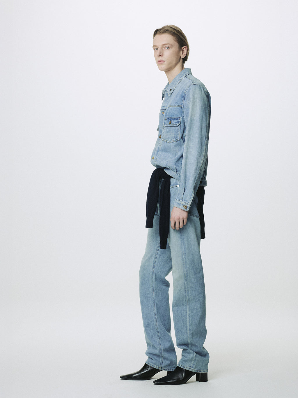 SLIM STRAIGHT DENIM JEANS_ LIGHT BLUE