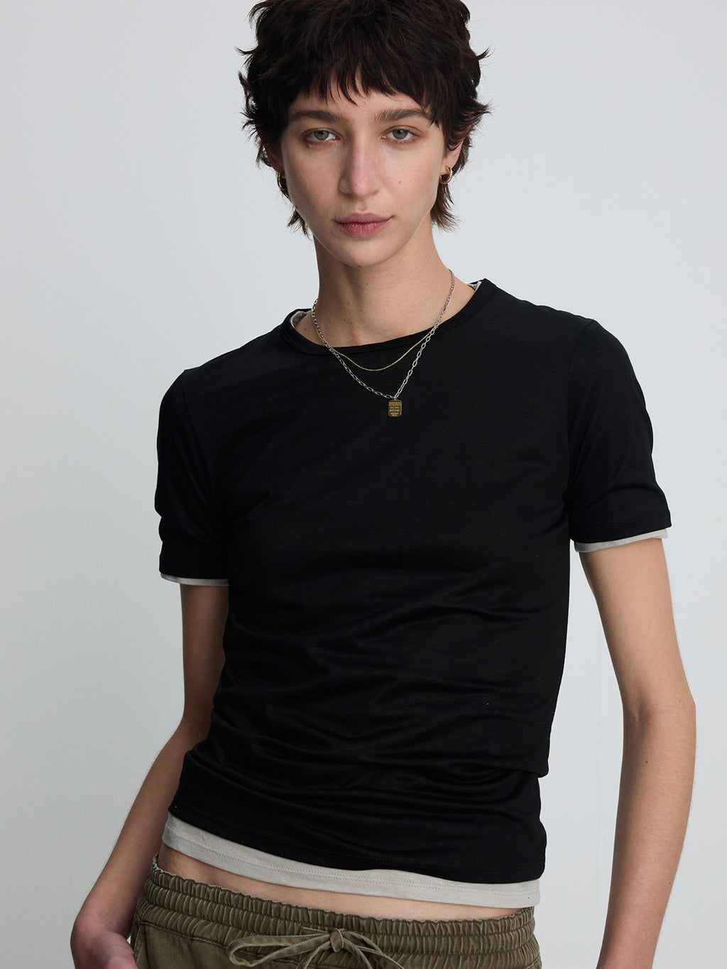 (W) TENCEL SHORT SLEEVE T-SHIRT_ BLACK