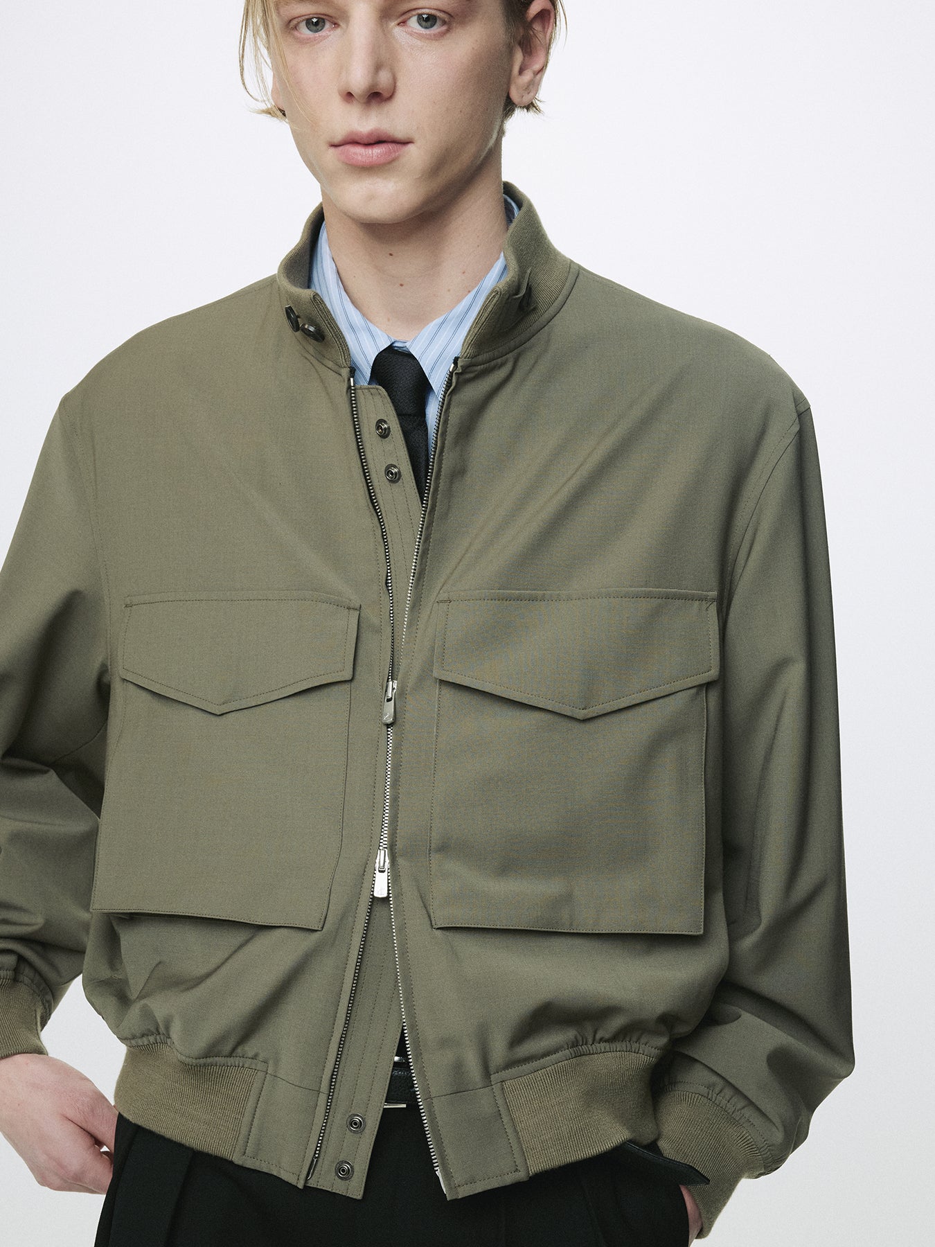 LIGHT WOOL WEB JACKET_ OLIVE