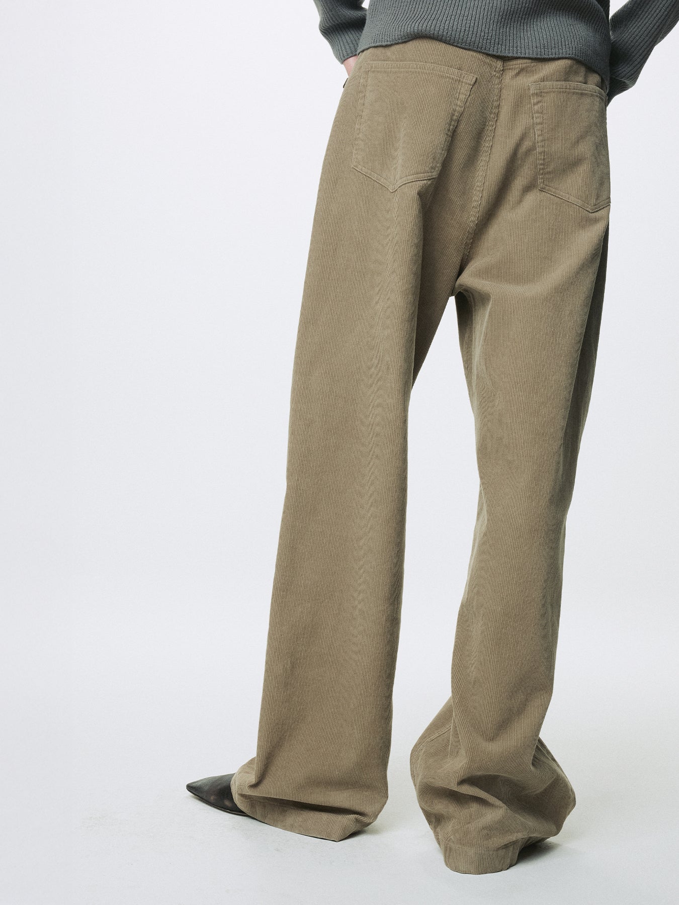 WASHED CORDUROY WIDE-LEG PANTS_ BEIGE