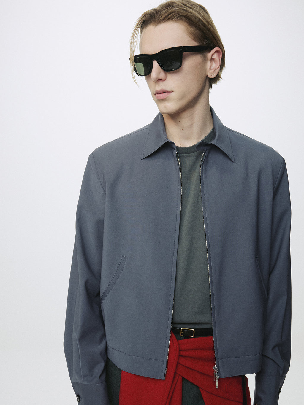 TROPICAL WOOL BLOUSON JACKET_ SLATE GREY