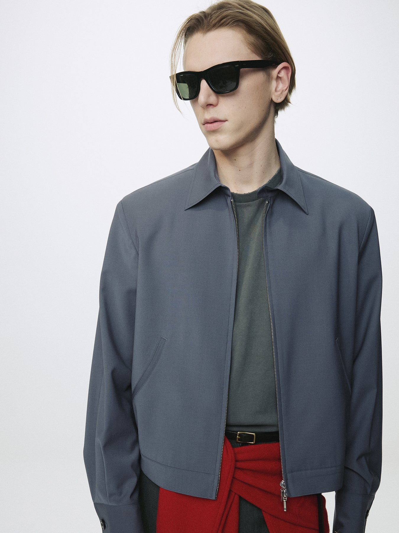 TROPICAL WOOL BLOUSON JACKET_ SLATE GREY