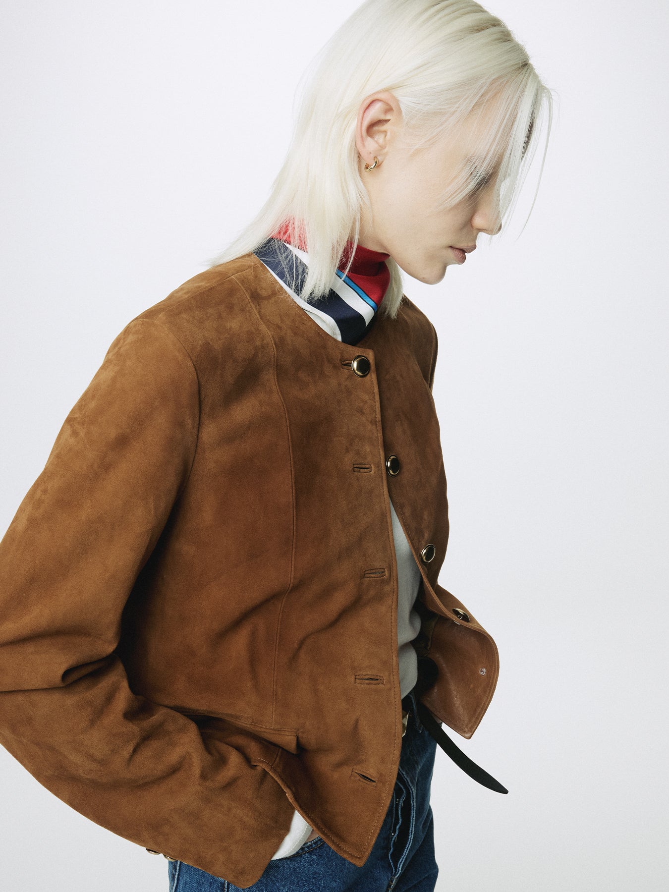 (W) SUEDE BLOUSON JACKET_ SADDLE BROWN