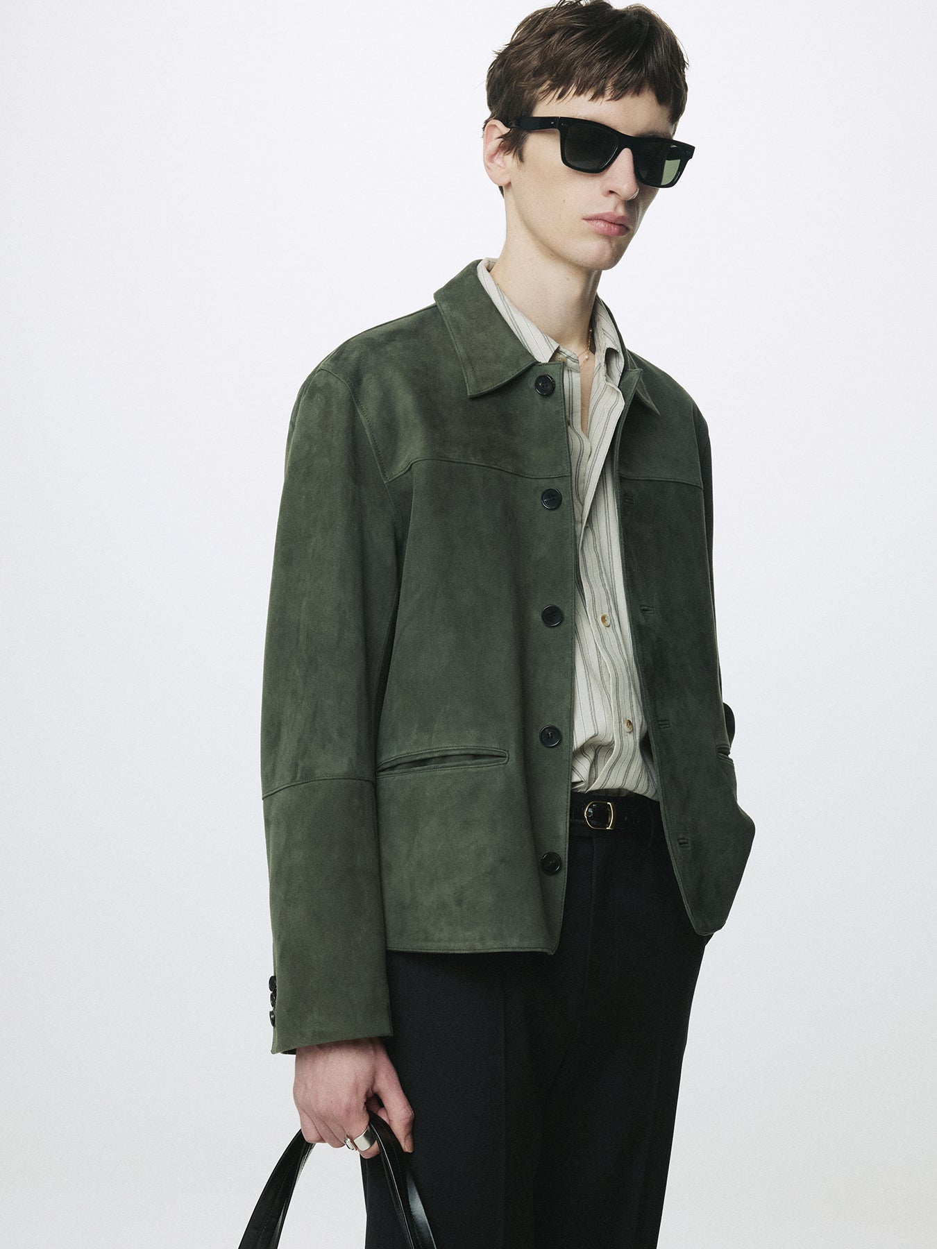 GOAT SUEDE CHORE JACKET_ FADED GREEN