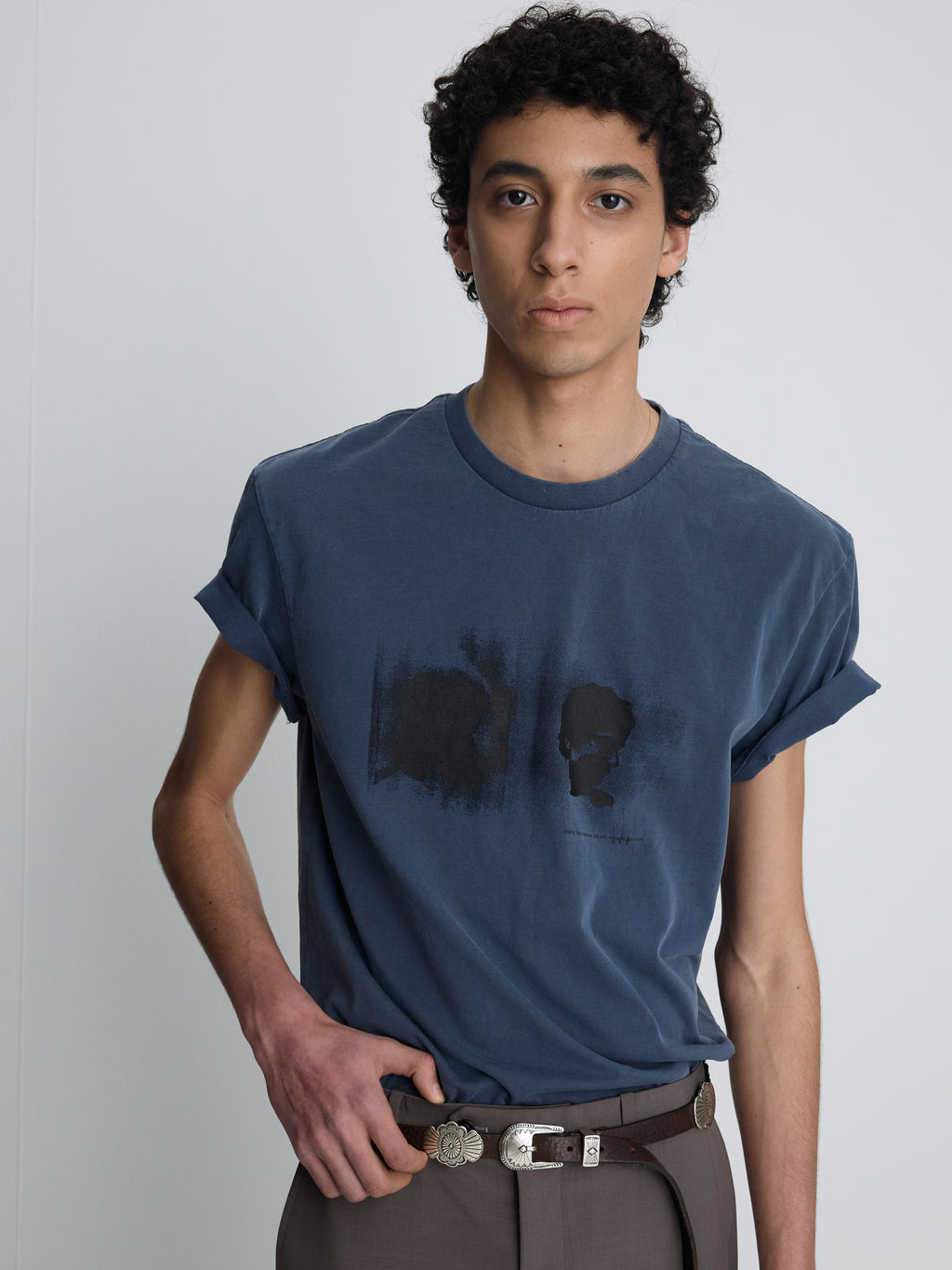 GARMENT DYED PROFILED T-SHIRT_ FADED PURPLE BLUE