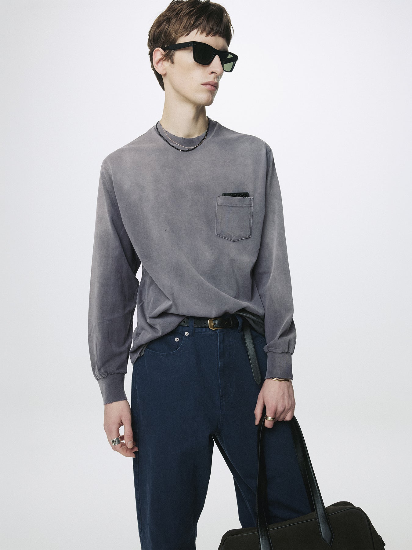 GARMENT DYED LONG SLEEVE CREW_ SMOKE GREY